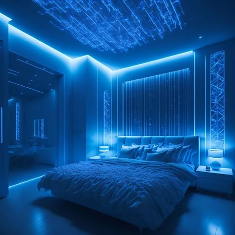 Futuristic Bedroom, Beautiful Bed Designs, Simple Bed Designs, Bed Interior, Bed Design Modern, Room Makeover Bedroom, Bedroom Layouts, Decoration Inspiration, Blue Bedroom