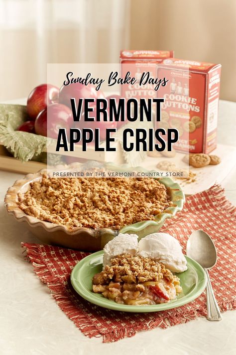 Vermont Apple Crisp with Cookie Buttons Best Vanilla Ice Cream, Mcintosh Apples, Apple Crisp Recipe, Apple Orchards, Fruit Cobbler, State Foods, Apple Crisp Recipes, Crisp Recipe, Crumb Topping