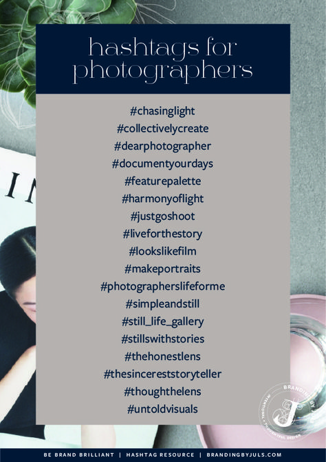 This guide with over 200+ hashtags for creatives, female entrepreneurs and small businesses to boost your following, get your brand notices and reach your dream audience. Using specific, brand relevant hashtags to get discovered by new audiences boosting your engagement on social media. #socialmedia #contentcreation #instagramtips #branding #photography Art Hashtags For Instagram, Photography Hashtags Instagram, Photography Posts Social Media, Photographer Hashtags, Hashtags For Photographers, Advertising Ideas Marketing, Photography Hashtags, Engagement Social Media, Ig Caption