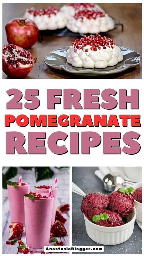 Discover a variety of delightful dishes featuring the unique taste of pomegranate with this collection of 25 fresh recipes. Explore the endless culinary possibilities as you add a burst of flavor to both savory and sweet meals. Try out new flavors and elevate your cooking game with these delicious ideas showcasing the versatility of pomegranate in your kitchen. Recipes Pomegranate, Cranberry Pomegranate, Pomegranate Food Ideas, Fresh Pomegranate Recipes, What To Do With Pomegranate, What To Make With Pomegranate, Recipes With Pomegranate, Recipes Using Pomegranate Seeds, Recipe With Pomegranate Seeds