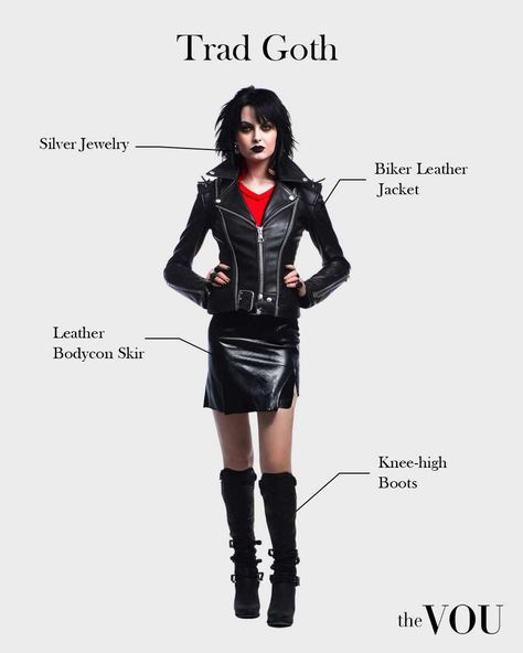 Types Of Goth Style, Different Goth Styles, Goth Party Outfit, Goth Traditional, Trad Goth Outfit, Punk Goth Outfits, Goth Symbols, Heavy Eyeliner, Ripped Stockings