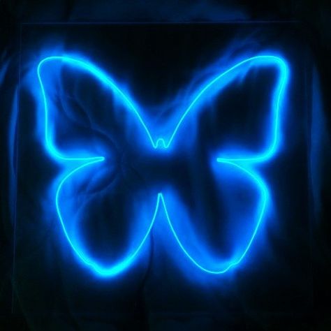 Neon Wallpaper Blue, Blue Neon Butterfly, Dark Blue Widget, Neon Butterfly, Neon Light Wallpaper, Black And Blue Wallpaper, Photo Bleu, Blue Neon Lights, Blue Aesthetic Dark