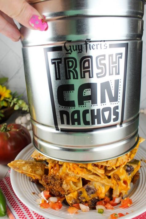 Guy Fieri Trash Can Nachos Recipe, Trash Can Nachos How To Make, Guys Weekend Food, Trash Food Recipe, Garbage Can Nachos, Trash Can Nachos Guy Fieri, Trashcan Nachos Recipe, Guy Fieri Party, Guy Fieri Chili