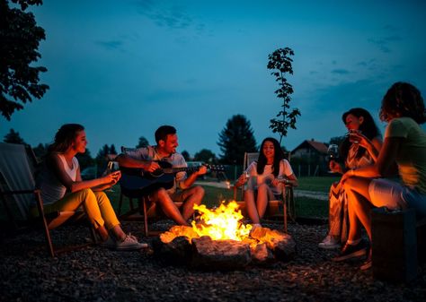 The best bonfire songs to sing with a guitar and friends include “House of the Rising Sun,” “Time of Your Life,” “Hotel California,” and Toto’s “Africa.” Campfire Songs, Camp Songs, Lake Camping, Best Campgrounds, Camping Aesthetic, River Rafting, Up Book, Adventure Camping, Songs To Sing