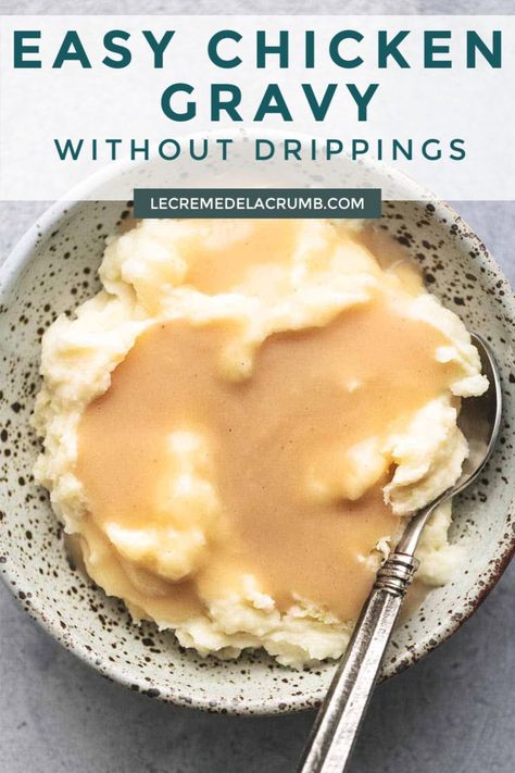 Chicken Gravy From Broth, Cornstarch Gravy, Easy Chicken Gravy, Gravy Without Drippings, Homemade Chicken Gravy, Turkey Gravy From Drippings, Homemade Gravy Recipe, Mashed Potatoes And Gravy, Easy Gravy Recipe