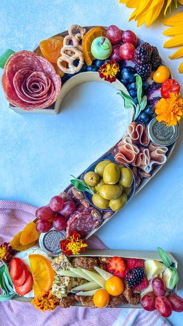 21st Food Ideas, 2 Charcuterie Boards, Number 1 Charcuterie Board, 1 Charcuterie Board, Number 2 Charcuterie Board, Charcuterie Number Board Ideas, Number Cheese Board, Charcuterie Numbers Diy, Numbers Charcuterie Board