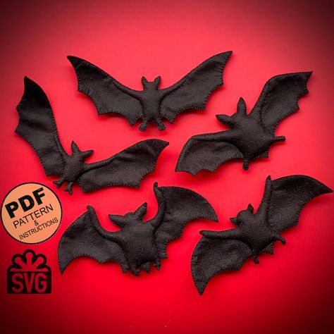 PDF pattern for Felt Bats. This PDF hand sewing pattern will give you a pattern and step by step instruction to make a Felt Halloween Bats. All instructions are written in English. Also, in the PDF file you will find links to videos (YouTube), in which all the stitches we use are filmed in detail. - This listing is for an instant-download (PDF PATTERN) - This is not a finished toy. Our store sells exclusively patterns and instructions for hand-sewing toys. Any materials and tools are also not in Felt Ornaments Halloween, Sewing Felt Projects For Beginners, Sewing Pattern Accessories, Felt Bats Diy, Harry Potter Felt Pattern, Cardboard Bats, Felt Sheet Crafts Ideas, Felt Patterns Free Printables, Felt Crafts To Sell