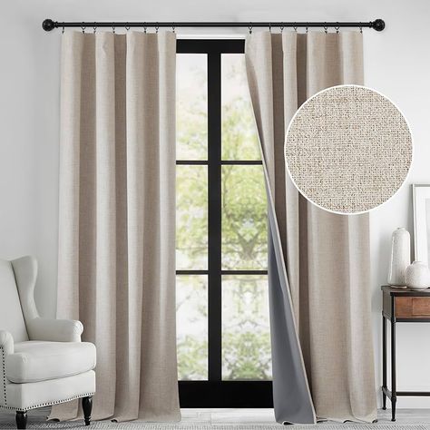 Amazon.com: RYB HOME Linen Textured 100% Blackout Curtains for Bedroom, Insulating Energy Saving Window Curtains for Living Room Dining Patio Sliding Glass Door, Wide 52 x Long 84 inch, Beige, 2 Panels : Home & Kitchen Bedroom Sliding Glass Door Curtains, Neutral Living Room Curtains Cozy, Blackout Curtains Sliding Glass Door, Curtains Over Sliding Glass Door Living Room, Modern Coastal Curtains, Plain Curtains Living Room, Large Window Curtain Ideas, 3 Window Curtain Ideas Living Rooms, Sliding Back Door Curtain Ideas