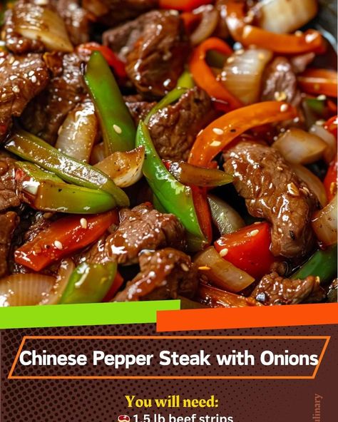 Pepper Steak With Onions, Pepper Steak And Onions, Steak With Onions, Chinese Pepper Steak, Soy Sauce Garlic, Pepper Steak Recipe, Beef Strips, Green Bell Pepper, Pepper Steak