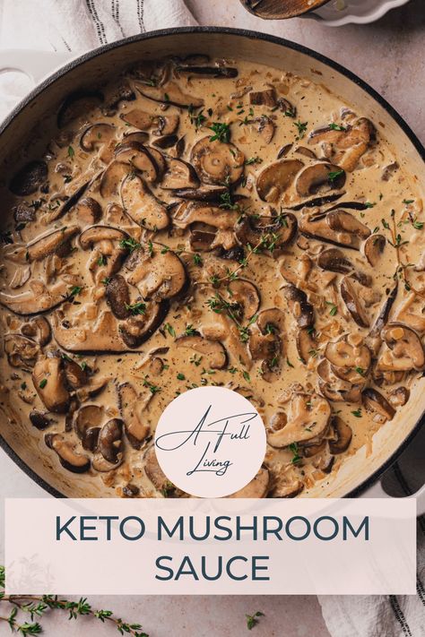 This super creamy, keto friendly & gluten free mushroom sauce is next level delicious. Luxurious, yet simple & truly decadent. Perfect for many proteins, but especially on a steak! #KetoMushroomSauce #MushroomSauce #MushroomSteakSauce Mushroom Cream Sauce Pasta, Mushroom Sauce Steak, Steak Sauce Recipes, Keto Mushrooms, Mushroom Sauce Recipe, Keto Sauces, Mushroom Cream Sauces, Steak And Mushrooms, Creamy Mushroom Sauce