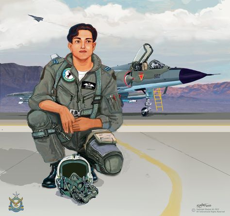 Digital Portrait of currrent Chief of the Air Staff Air Chief Marshal Zaheer Ahmed Babar Sidhu as young pilot by Shujaat Air Force Wallpaper, Indian Airforce, Army Drawing, Air Force Women, Army Images, Baby Ganesha, Airplane Fighter, Indian Air Force, Artist Pens