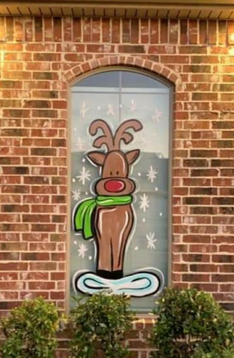 Reindeer Window Painting, Christmas Painted Windows, Navity Scene, Christmas Window Painting, Pen Painting, Christmas Windows, Painting Winter, Office Window, Christmas Window