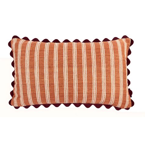 Terracotta Bedroom, Penny Morrison, Beautiful Cushions, Vermont House, Daily Hacks, Rectangular Cushion, River View, Living Room Shop, Ticking Stripe