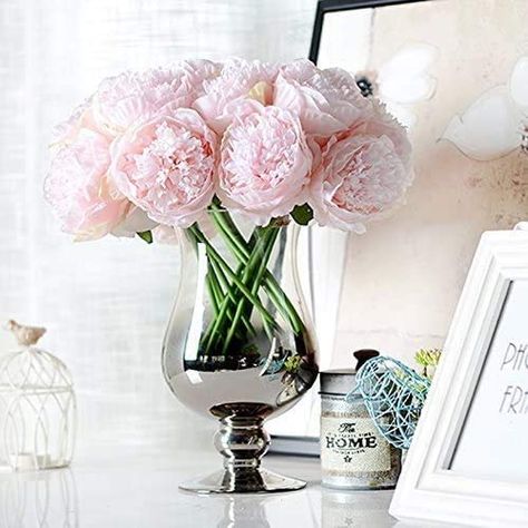 Decpro 2 Bunches Artificial Peonies, 10 Heads Silk Peony Fake Flower for Wedding Home Office Party Hotel Window Sill Decoration, Table Centerpieces, Floral Arrangements (Light Pink) : Amazon.co.uk: Home & Kitchen