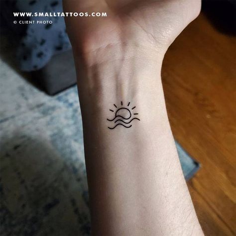 Simple Wave Tattoo, Tattoo Sea, Sunrise Tattoo, Sea And Sunset, Cycles Of Life, Sea Sunrise, Sunset Tattoos, Cool Small Tattoos, Sea Sunset