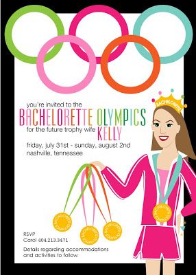 Wedding Olympics, Bach Party Ideas, Olympic Theme, Emily J, Olympic Party, Bach Bash, Anything Can Happen, Bridesmaid Duties, Bachelor/bachelorette Party