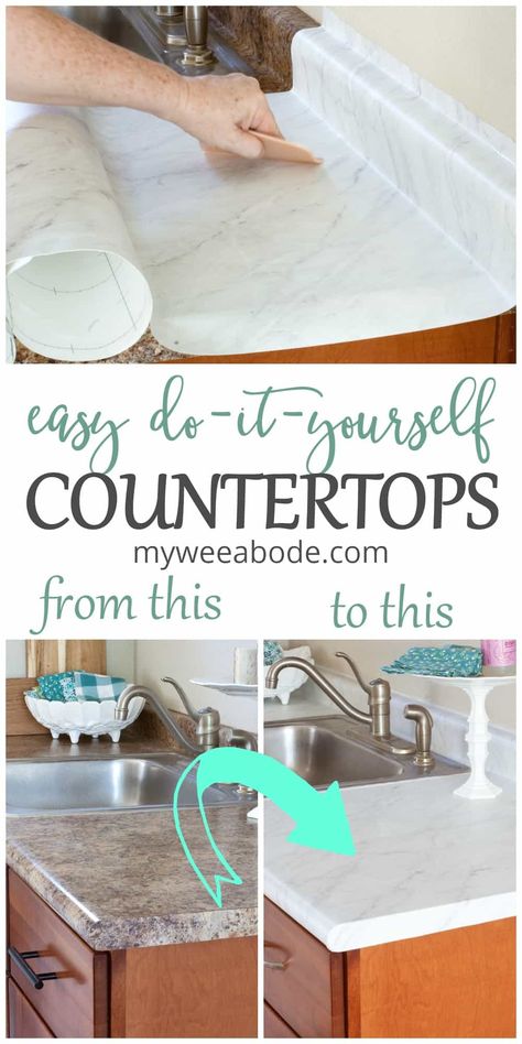 Countertop Makeover, Expensive Look, Diy Kitchen Countertops, Cheap Countertops, Kitchen Storage Hacks, Diy Camper Remodel, Kitchen Diy Makeover, Diy Kitchen Renovation, Diy Countertops