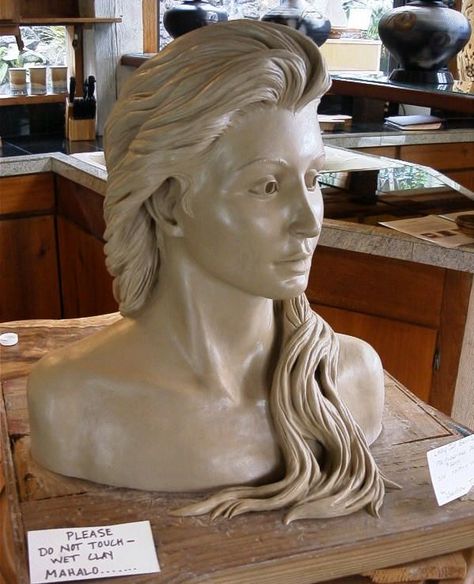 my goal for my ceramic art is to complete a ceramic bust... this one is a gorgeous inspiration. Clay Bust Sculpture Ideas, Female Bust Sculpture, Sculpture Portfolio, Hair Sculpture, Clay Bust, Figurative Ceramics, Art Bizarre, Ceramic Bust, Sculpture Hair