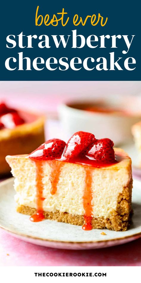 Baked Strawberry Cheesecake, Strawberry Cheesecake Recipe Easy, Cheesecake Recipes Easy Homemade, Easy Strawberry Cheesecake, Pumpkin Pie Recipe Easy, Coffee Cake Recipes Easy, Strawberry Cheesecake Recipe, Cheesecake Toppings, Strawberry Topping