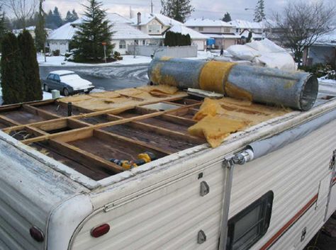 Diy Camper Roof Repair, Camper Water Damage Repair, Rv Water Damage Repair, Old Camper Remodels, Camper Roof Repair, Rv Roof Repair, Vintage Trailer Remodel, Vintage Trailers Restoration, Trailer Renovation