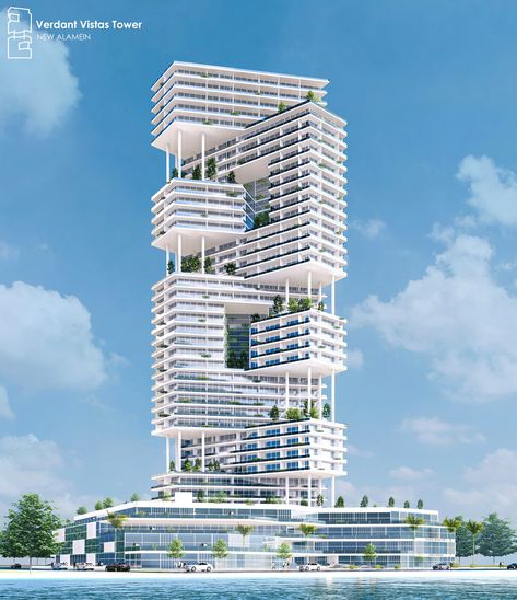 VERDANT VISTAS TOWER (COMMERCIAL-RESIDENTIAL TOWER) :: Behance Ultra Modern Architecture, Mid Rise Architecture, Luxury Residential Building, Commercial And Residential Building, High Rise Residential, Highrise Buildings, Commercial Office Building, Architect Portfolio Design, Residential And Commercial Building