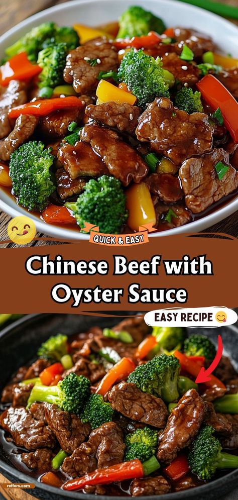 Bring the taste of your favorite takeout to your kitchen with this Chinese Beef with Oyster Sauce. It's a quick and easy stir-fry that's full of rich, umami flavor. #BeefStirFry #ChineseCuisine #OysterSauce Beef Dishes Easy, Beef In Oyster Sauce Chinese, Beef Stirfry Chinese, Oyster Stir Fry Sauce, Chinese Entree Recipes, Stir Fried Steak Recipes, Chinese Oyster Recipes, Beef Oyster Sauce Stir Fry, Chicken Stir Fry With Oyster Sauce