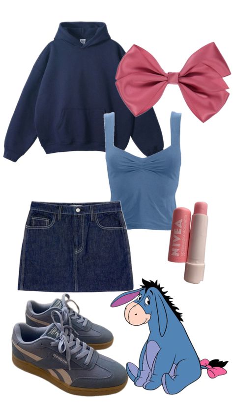 Halloween Winnie the Pooh blue eeyore costume idea Eeyore Outfit, Eeyore Costume, Halloween Winnie The Pooh, Winnie The Pooh Costume, Disney Bound Outfits Casual, Winnie The Pooh Halloween, Trio Costumes, Matching Halloween Costumes, Trio Halloween Costumes