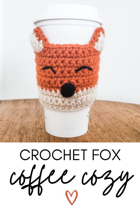 Coffee Sleeve Pattern, Coffee Cozy Pattern, Mug Cover, Cup Cozy Pattern, Coffee Cozies, Fox Crochet, Crochet Mug Cozy, Crochet Coffee Cozy, Crochet Coffee