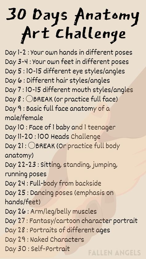 Sketching Challenge 30 Day, Every Day Drawing Challenge, Sketchbook Ideas 30 Day, 30days Drawing Challenge, Anatomy Challenge Drawing, 30 Day Art Challenge Anime, 100 Sketches Challenge, Cool Drawing Prompts, Paint Everyday Challenge