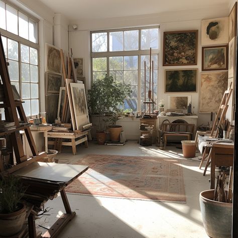 Art Studio Aesthetic, Atelier Aesthetic, Art School Aesthetic, Home Atelier, Art Studio Room, French Country Living Room, Pinterest Home, Workspace Inspiration, Studio Room