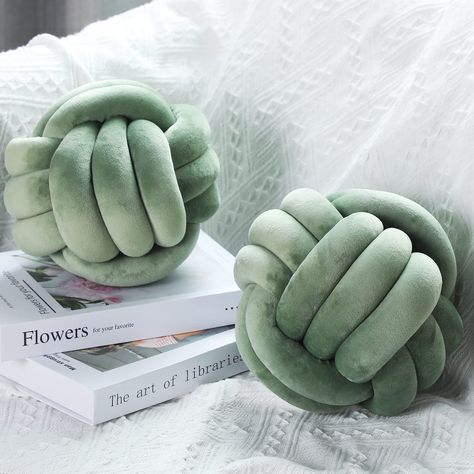 PRICES MAY VARY. Set Included: one set has 2 knot pillows in the package, they are both dark green, and the size is about 10.63 inches/ 27 cm, the pillows are soft, suitable for holding, 2 pillows allow you to use interchangeably Soft Material: the knot ball pillow is made of soft plush fabric filled with cotton to offer you and your family comfortable feeling every single time you hold this plush knot ball pillow in your arms, 2 pillows allow you to use interchangeably; Since these round ball p Plush Aesthetic, Knot Ball, Green Room Decor, Bedroom Decor Dark, Knot Pillow, Round Throw Pillows, Kids Bed, Green Pillows, Pillow Room