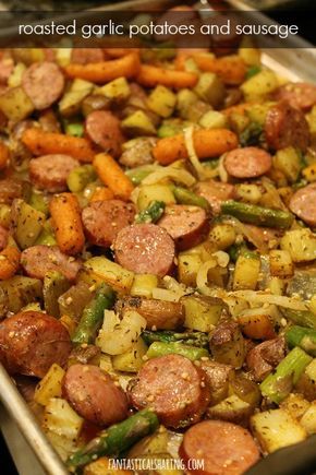 Sausage Peppers Onions And Potatoes, Peppers Onions And Potatoes, Sausage And Potatoes Skillet, Sausage Peppers Onions, Kielbasa And Potatoes, Sheet Pan Sausage, Sausage Peppers And Onions, Pork Chops And Potatoes, Garlic Roasted Potatoes