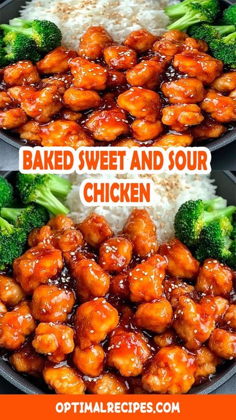 Craving a takeout classic but want to keep it light and easy? This Baked Sweet and Sour Chicken recipe is your go-to! Tender chicken baked to perfection in a tangy, sweet sauce with pineapple and bell peppers. Perfect for busy weeknights or impressing guests, and it's way healthier than takeout! 🍍✨ Click to get the full recipe and bring some serious flavor to your dinner table tonight. 🙌 #BakedChicken #SweetAndSour #EasyDinner #WeeknightMeals #HealthyRecipes Easy Baked Sweet And Sour Chicken, Sweet And Sour Chicken Sauce Recipe, Sweet And Sour Pineapple Chicken, Easy Sweet And Sour Chicken Recipe, Chicken Sweet And Sour Recipe, Sweet Sour Chicken Easy, Sweet And Sour Chicken Recipes, Sweet And Sour Chicken Easy, Healthy Sweet And Sour Chicken