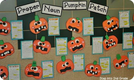 Pumpkin Writing, Ela Stations, School Clinic, School Fall Festival, October Writing, Pumpkin Unit, October Classroom, Amy Lemons, Common And Proper Nouns