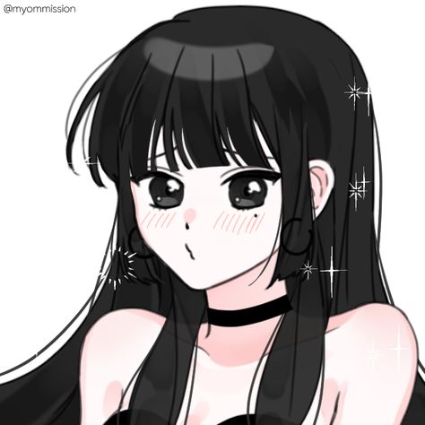 Black Hair Anime Woman Pfp, Anime With Bangs Icon, Black Hair Anime Girlie, Black Haired Girl Pfp, Anime Hair Bangs, Black Hair Hazel Eyes, Anime Bangs, Black Hair Fringe, Black Hair Pfp