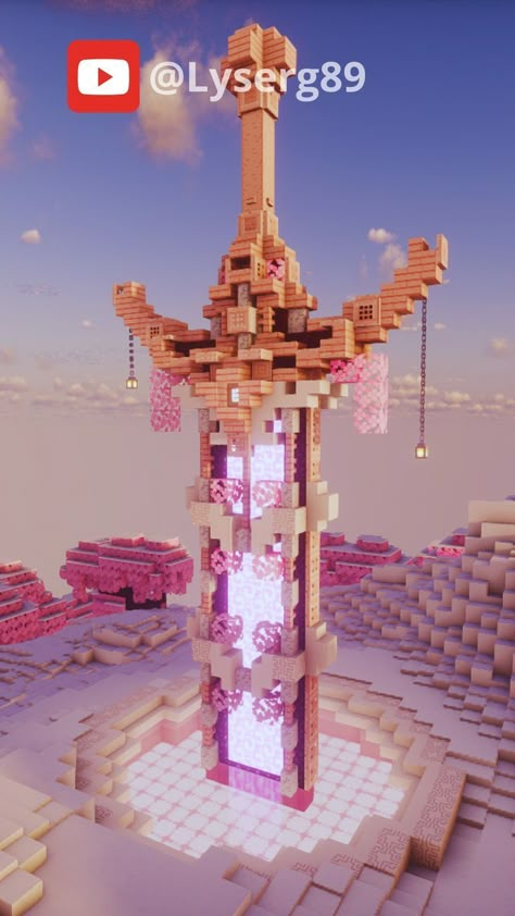 Cherry Blossom Nether Portal, Elements Color Palette, Minecraft Cherry Blossom, Minecraft Jokes, Minecraft Portal, Nether Portal, Construction Minecraft, Minecraft Create, Minecraft Statues