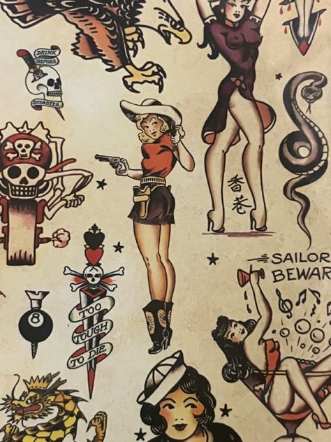 Traditional Tattoo Pin Up Girl, American Classic Tattoo, Traditional Tattoo Pin Up, Traditional Back Tattoo, Traditional Tattoo Woman, Americana Tattoo, Vintage Tattoos, Cowgirl Tattoos, Pin Up Girl Tattoo