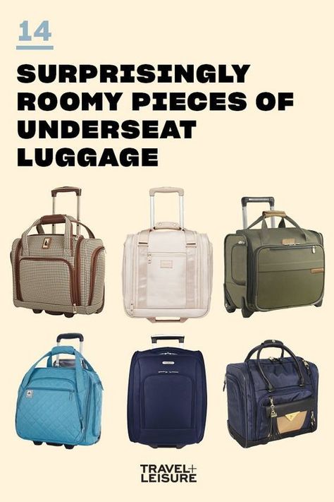 If you are wanting the perfect underseat carry-on bag you will want to click and see Travel + Leisure's list of 14 roomy under seat carry on luggage. #Travel #TravelLuggae #CarryOn #CarryOnLuggage #PackingTips | Travel + Leisure How To Pack A Carry On For A Weekend, Carry On Luggage Bags, Best International Carry On Luggage, Carryon Bags For Women, Best Carryon Bag For Women, Best Luggage For International Travel, Best Carry On Luggage For Women, Best Carry On Bag For Women, Carry On Luggage Packing