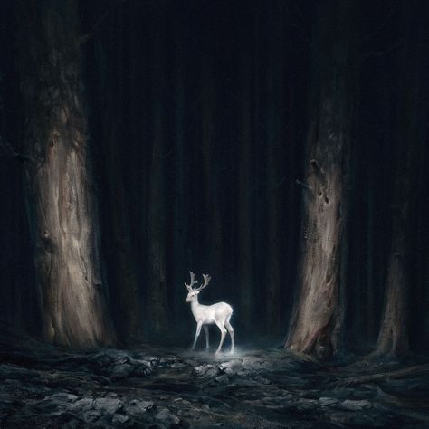 ArtStation - Still Innocence Deer Aesthetic, Dark Fairycore, Forest Spirit, Abstract Art Inspiration, Witch Art, Art Station, Art Style Inspiration, Amazing Art Painting, Dark Photography