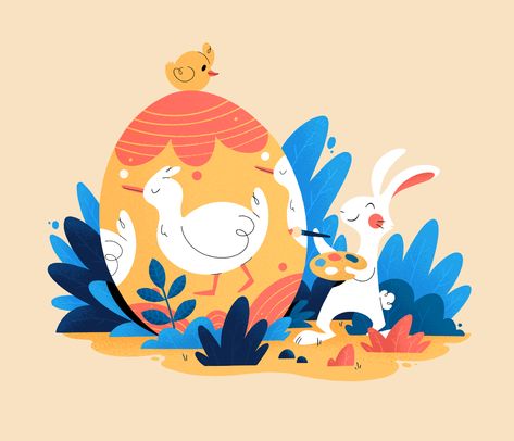 Easter 2021 on Behance Easter Egg Illustration, Egg Illustration, Egg Rabbit, Hedgehog Illustration, Easter 2021, Easter Projects, Easter Art, Creative Work, Easter Egg