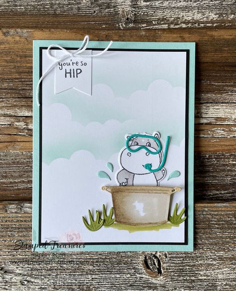 Stamping Up Hippest Hippos, Hippest Hippos Stampin Up Cards Birthday, Su Hippest Hippos Cards, Happy Hippo Stampin Up Cards, Stampin Up Happiest Hippos, Stampin Up Hippest Hippos Cards, Hippest Hippos Stampin Up Cards, Stampin Up Hippest Hippos, Baby Birth Cards