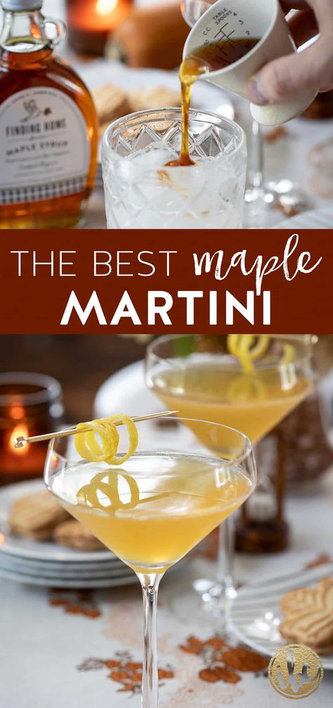 Maple Martini, Fall Martinis Recipes, Maple Cocktail, Martini Recipes Vodka, Fall Cocktails Recipes, Fall Cocktail, Fall Dinner Party, Easy Cocktail, Martini Recipe