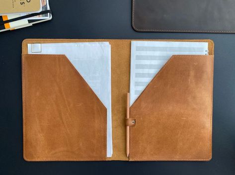 Leather Folder For Documents, Leather Document Holder, Leather Notepad, Portfolio Bag, Paper Organizer, Paper Folder, Leather Folder, Leather Binding, Letter Bag