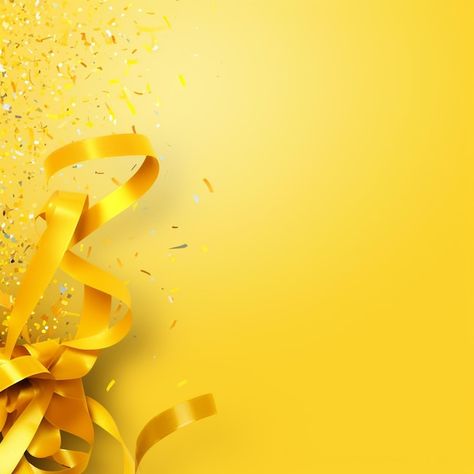 Yellow Background Design, Video Mockup, Texture Graphic Design, Yellow Ribbon, Gold Confetti, Event Food, Card Banner, Poster Invitation, Yellow Background