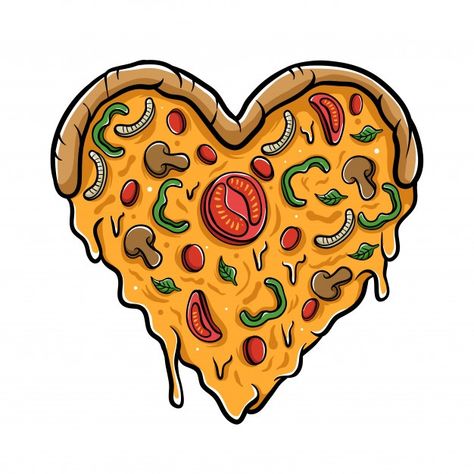 Pizza Illustration, Pizza Drawing, Pizza Sticker, Heart Pizza, Fashion Illustration Face, Pizza Branding, Pizza Art, Pizza Design, I Love Pizza