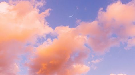 Download wallpaper 2560x1440 clouds, sky, porous, orange widescreen 16:9 hd background Pink Clouds, The Sky, I Hope, Pastel, Moon, Wallpapers, Pink, Blue