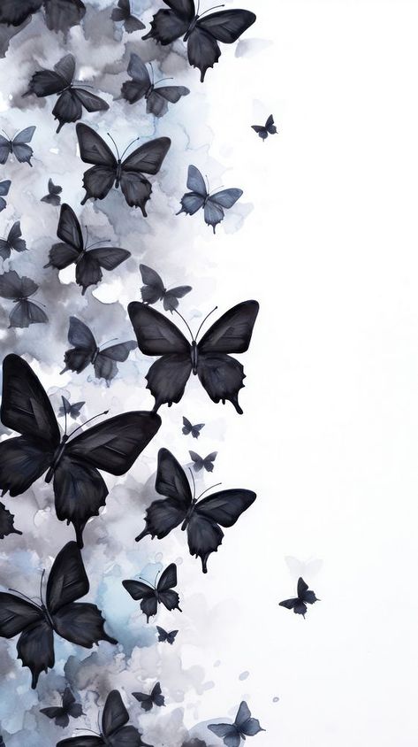 Black butterflies animal petal plant. | free image by rawpixel.com / Saralee Rianroongruang White Butterfly Black Background Wallpaper, My Phone Wallpapers, Gothic Butterfly Wallpaper, Black Cute Wallpaper Aesthetic, Black Butterflies Wallpaper, Cute Black Wallpaper Aesthetic, Wallpaper Phone Ideas, Butterfly Wallpaper Black, Butterfly Effect Wallpaper