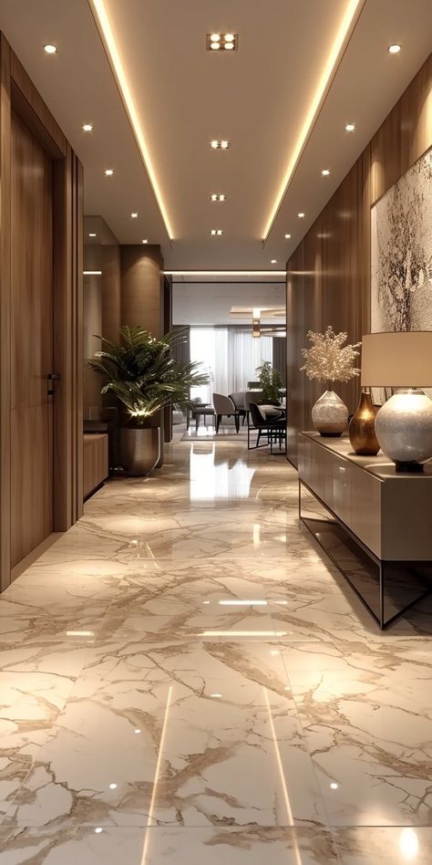 Marble Floors, Home Hall Design, Interior Design Your Home, Hall Interior Design, Modern Luxury Bedroom, Luxury House Interior Design, Hall Interior, Casa Vintage, Foyer Design