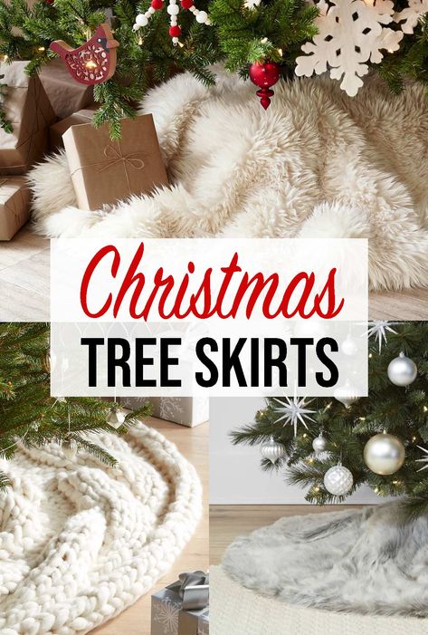 White Christmas Tree Skirt Ideas, Fluffy Christmas Tree Skirt, Throw Blanket Tree Skirt, Layering Christmas Tree Skirts, Blanket As Tree Skirt Christmas, Small Tree Skirt Ideas, Base Of Christmas Tree Ideas, Blanket For Tree Skirt, No Sew Tree Skirt