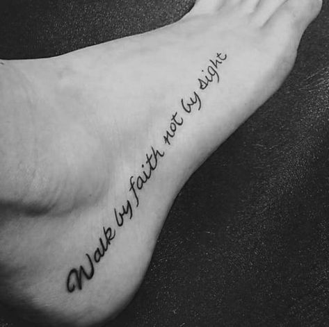 Walk By Faith Not By Sight Tattoo, Walk By Faith Foot Tattoo, Faith Foot Tattoos, Hanger Tattoo, Tiny Tattoos For Women, Spirit Tattoo, By Faith Not By Sight, Tattoos Inspiration, Faith Tattoo